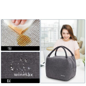 Sac à repas isotherme gris avec poche extérieure