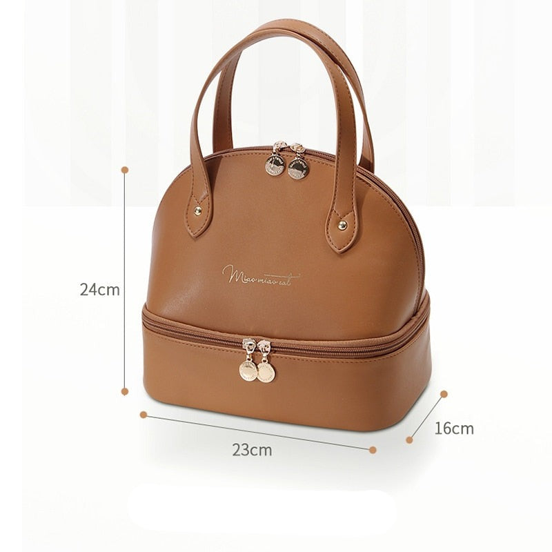 Sac isotherme repas femme aspect cuir, poche zippée, trois coloris
