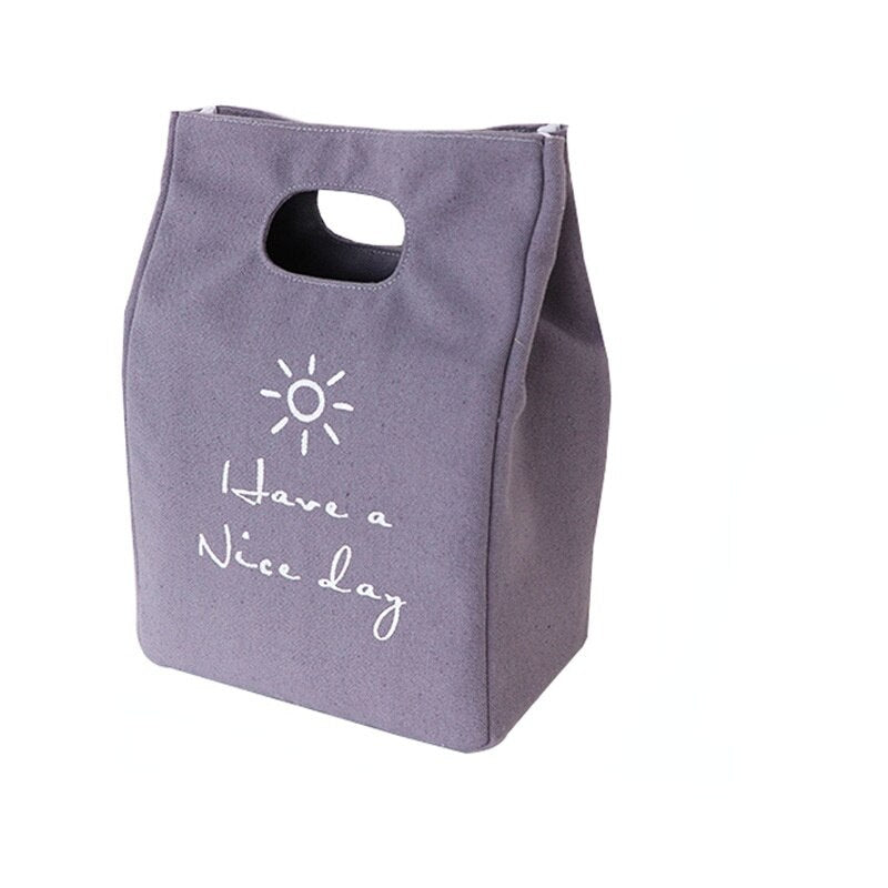 Sac repas isotherme en toile, quatre coloris, 21,5 × 12 × 28 cm