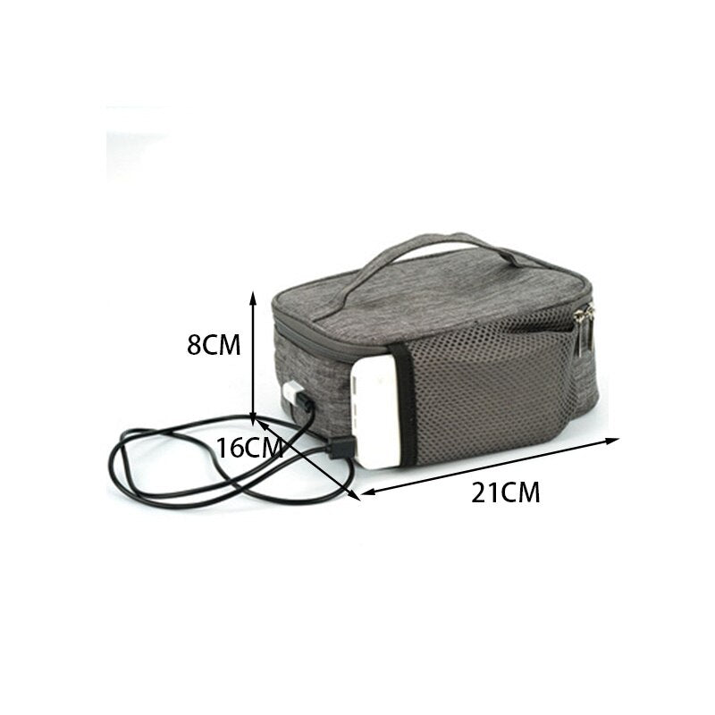 Sac isotherme repas noir avec port USB, doublure PVC