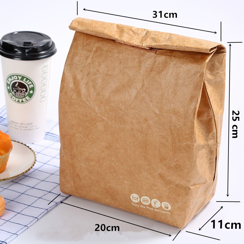 Sac repas isotherme au style papier kraft, quatre modèles