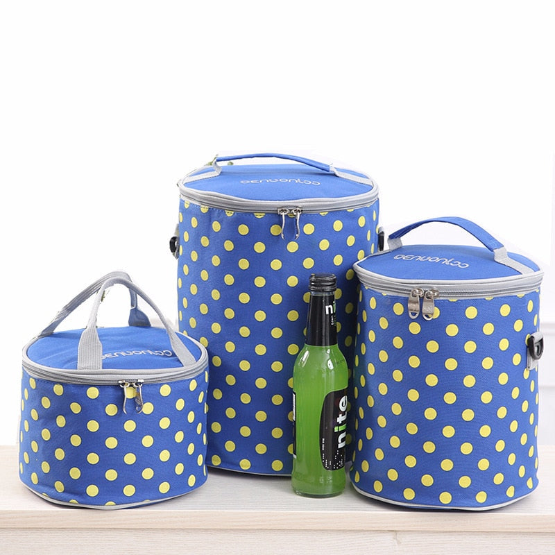 Sac repas isotherme cylindre en polyester, trois tailles