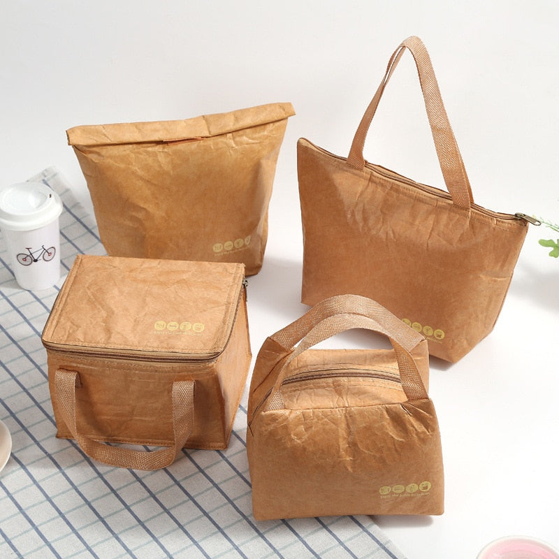 Sac repas isotherme au style papier kraft, quatre modèles