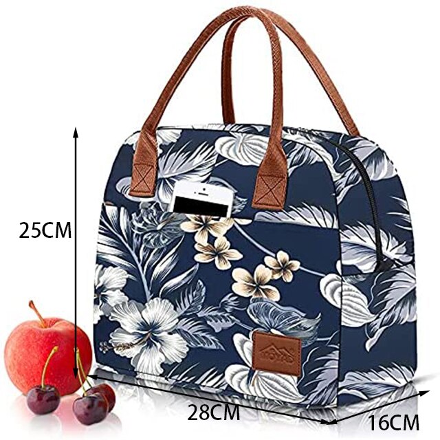 Sac à lunch fleuri Chic en nylon résistant à l'eau