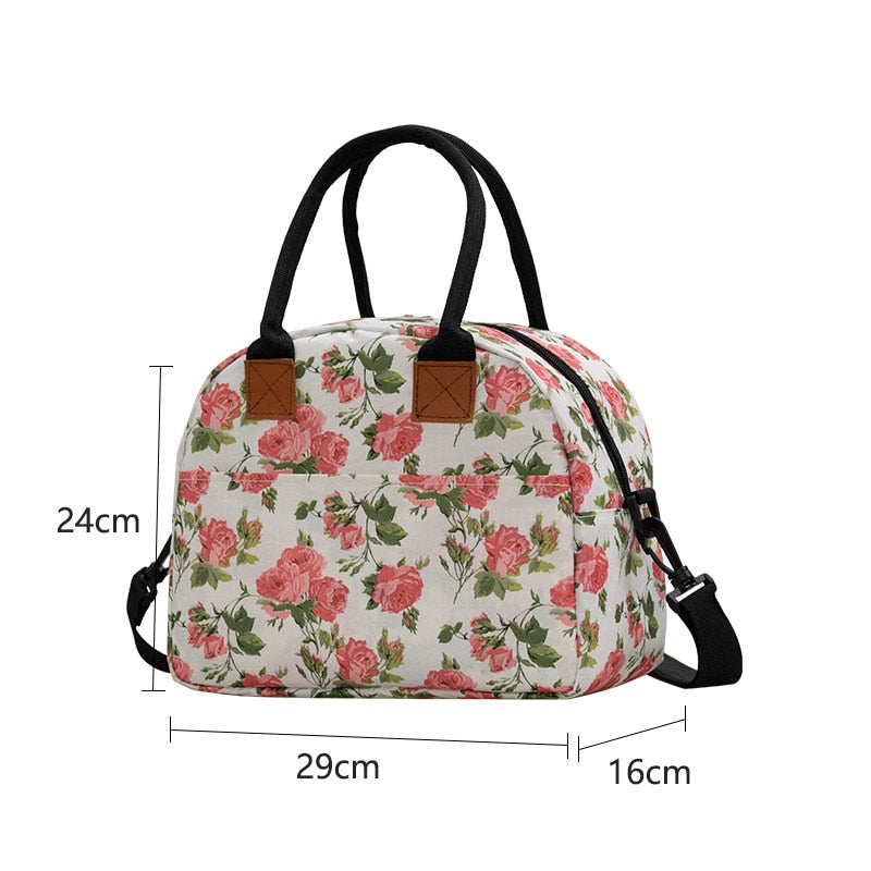 Sac à lunch fleuri, dix styles, doublure intérieure amovible