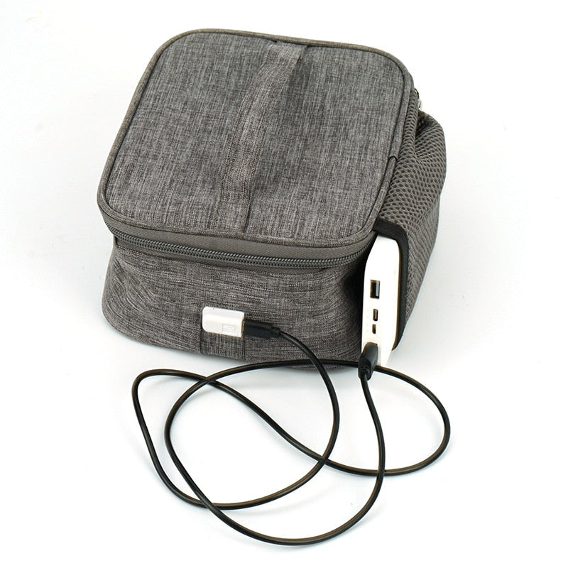 Sac isotherme repas noir avec port USB, doublure PVC