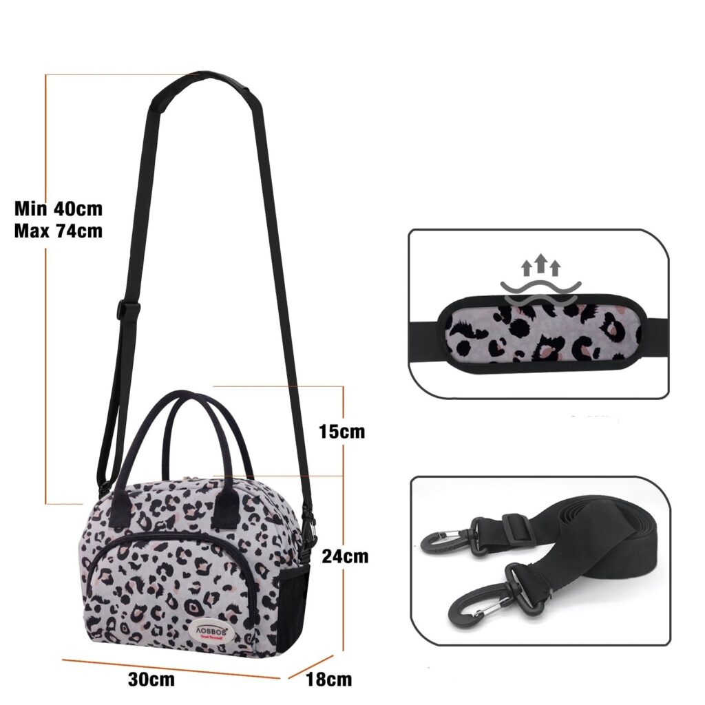 Sac isotherme repas motif léopard, doublure PVC, 30 × 18 × 24 cm