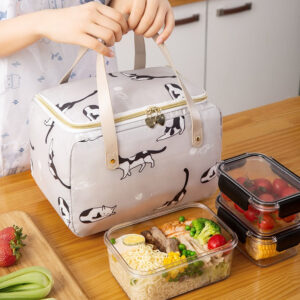 Sac à lunch isotherme pour bento, styles Neige et Chat