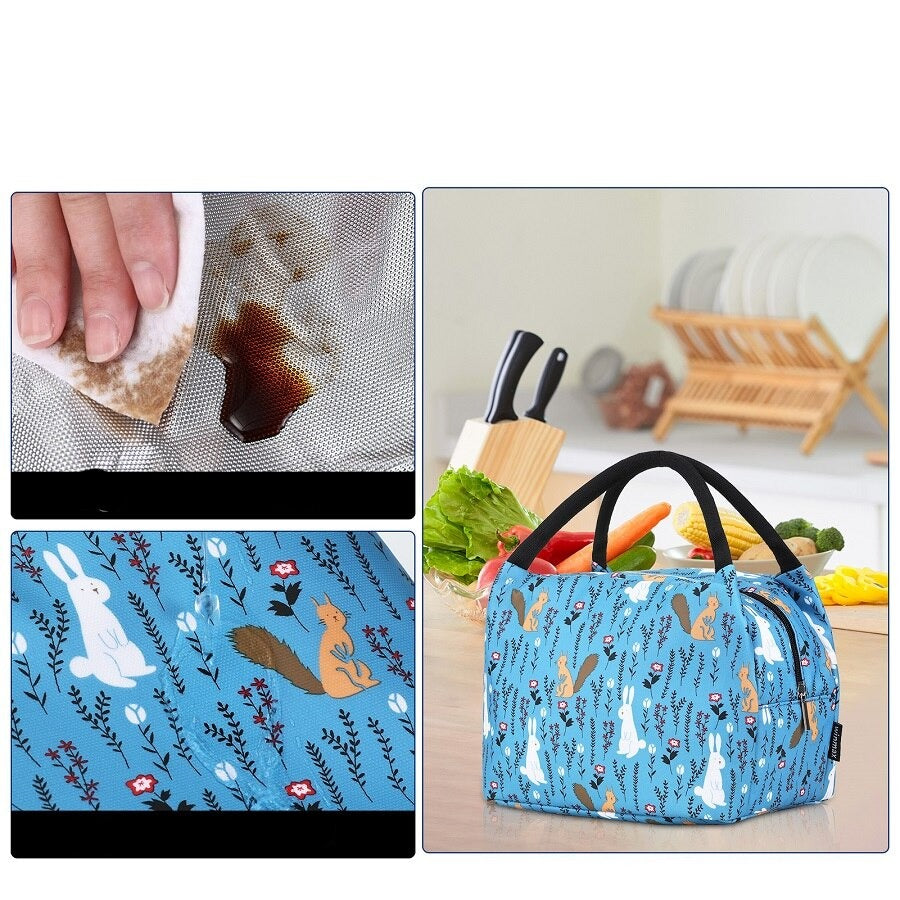 Sac à lunch pour enfant lapin, nylon et polyester, poche avant
