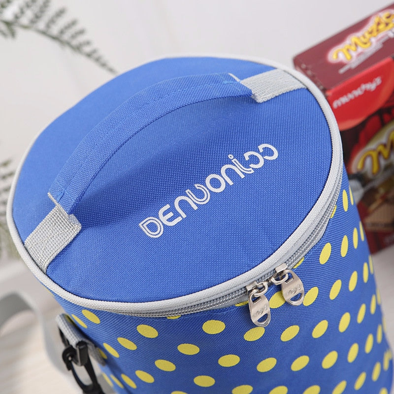 Sac repas isotherme cylindre en polyester, trois tailles