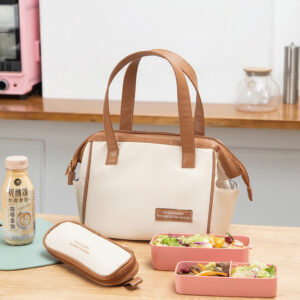 Sac isotherme lunch pour femme au style classe, noir ou kaki