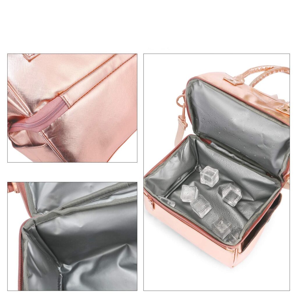 Sac à main isotherme repas en toile rose, avec ou sans sangle