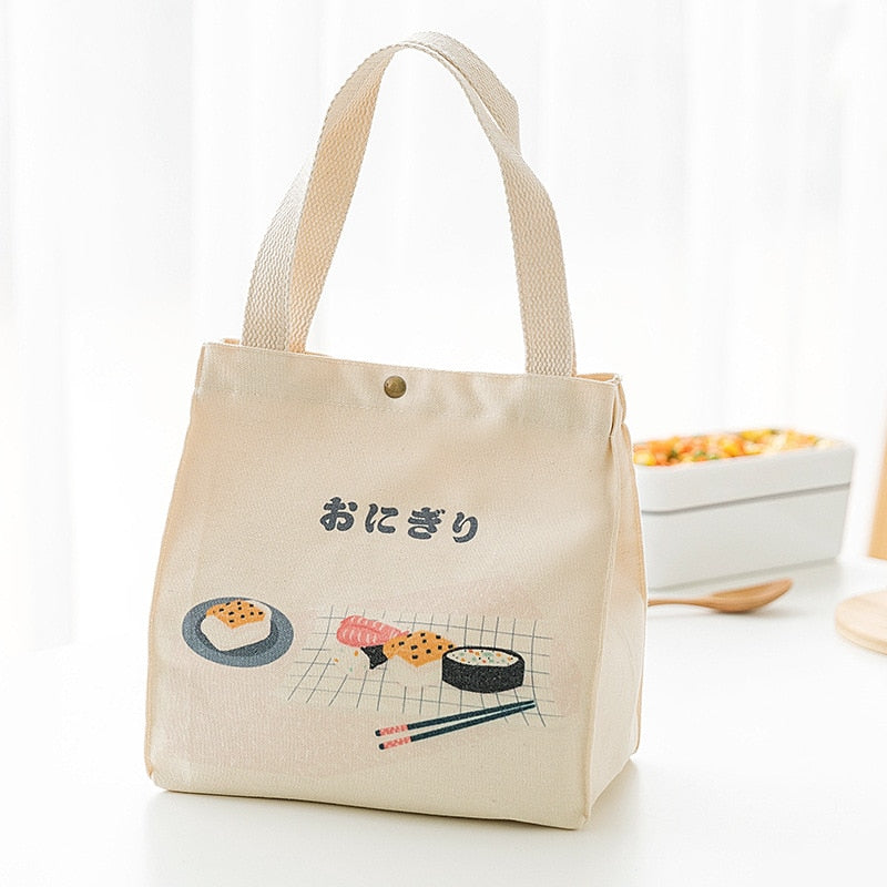 Sac à lunch en toile, deux tailles et quatre coloris