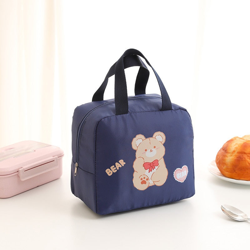 Sac à repas isotherme cartoon en nylon, quatre coloris