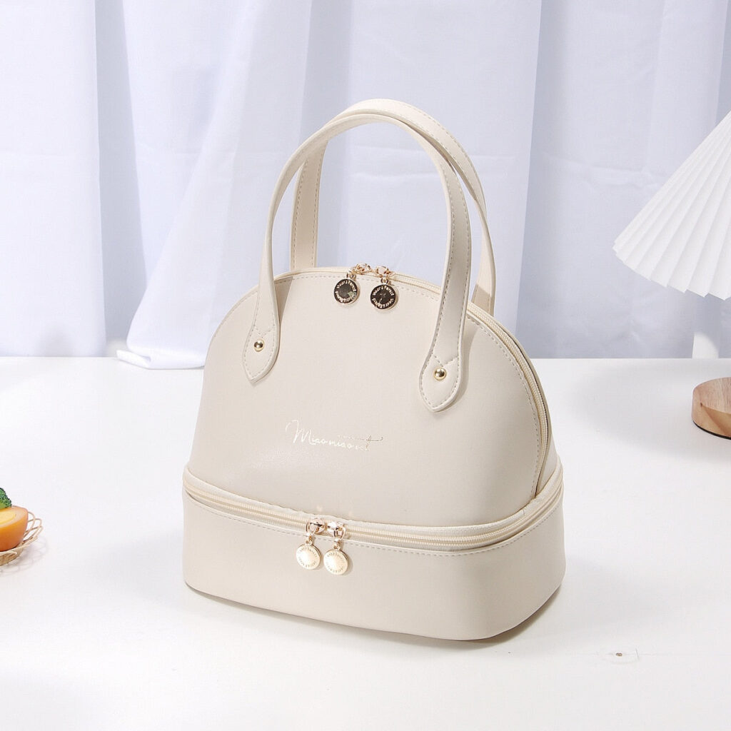 Sac isotherme repas femme aspect cuir, poche zippée, trois coloris