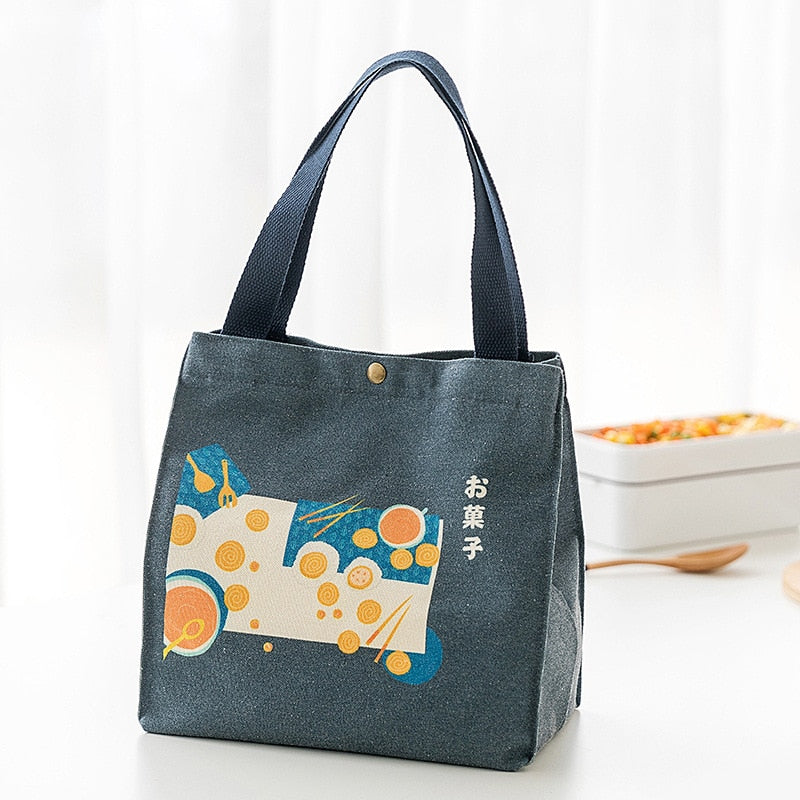 Sac à lunch en toile, deux tailles et quatre coloris