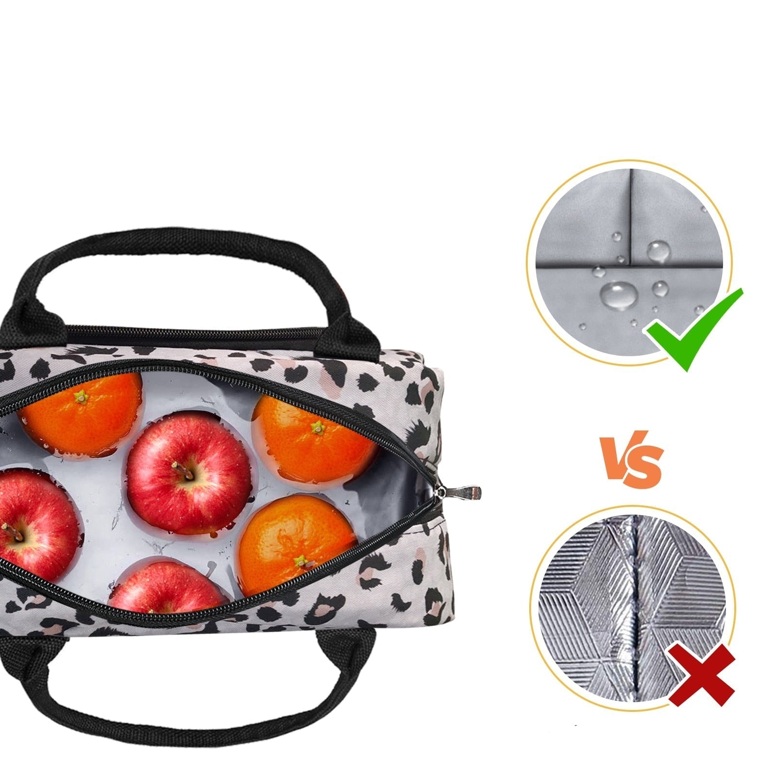 Sac isotherme repas motif léopard, doublure PVC, 30 × 18 × 24 cm
