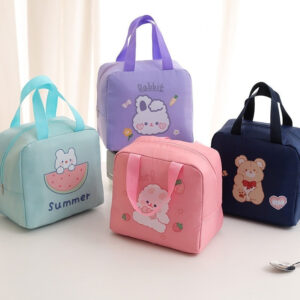 Sac à repas isotherme cartoon en nylon, quatre coloris