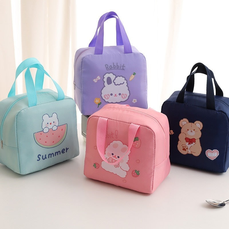 Sac à repas isotherme cartoon en nylon, quatre coloris