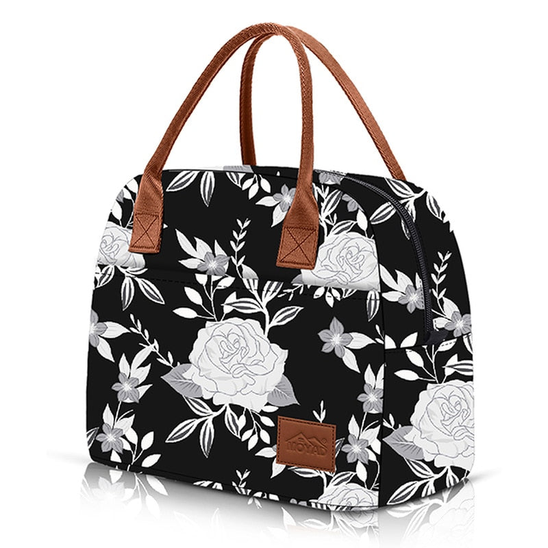 Sac à lunch fleuri Chic en nylon résistant à l'eau