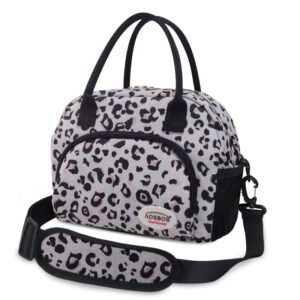 Sac isotherme repas motif léopard, doublure PVC, 30 × 18 × 24 cm