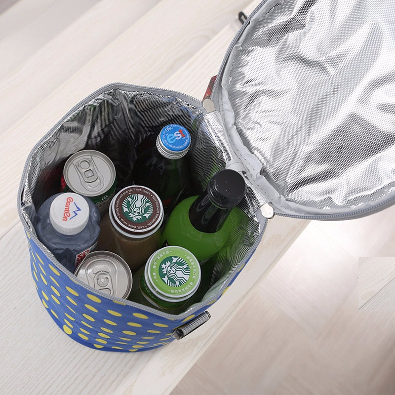 Sac repas isotherme cylindre en polyester, trois tailles