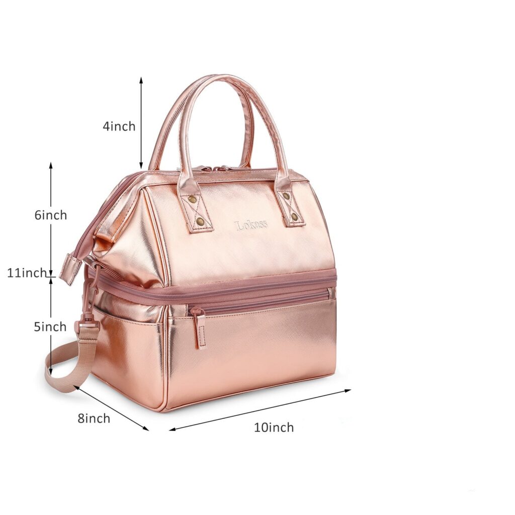 Sac à main isotherme repas en toile rose, avec ou sans sangle