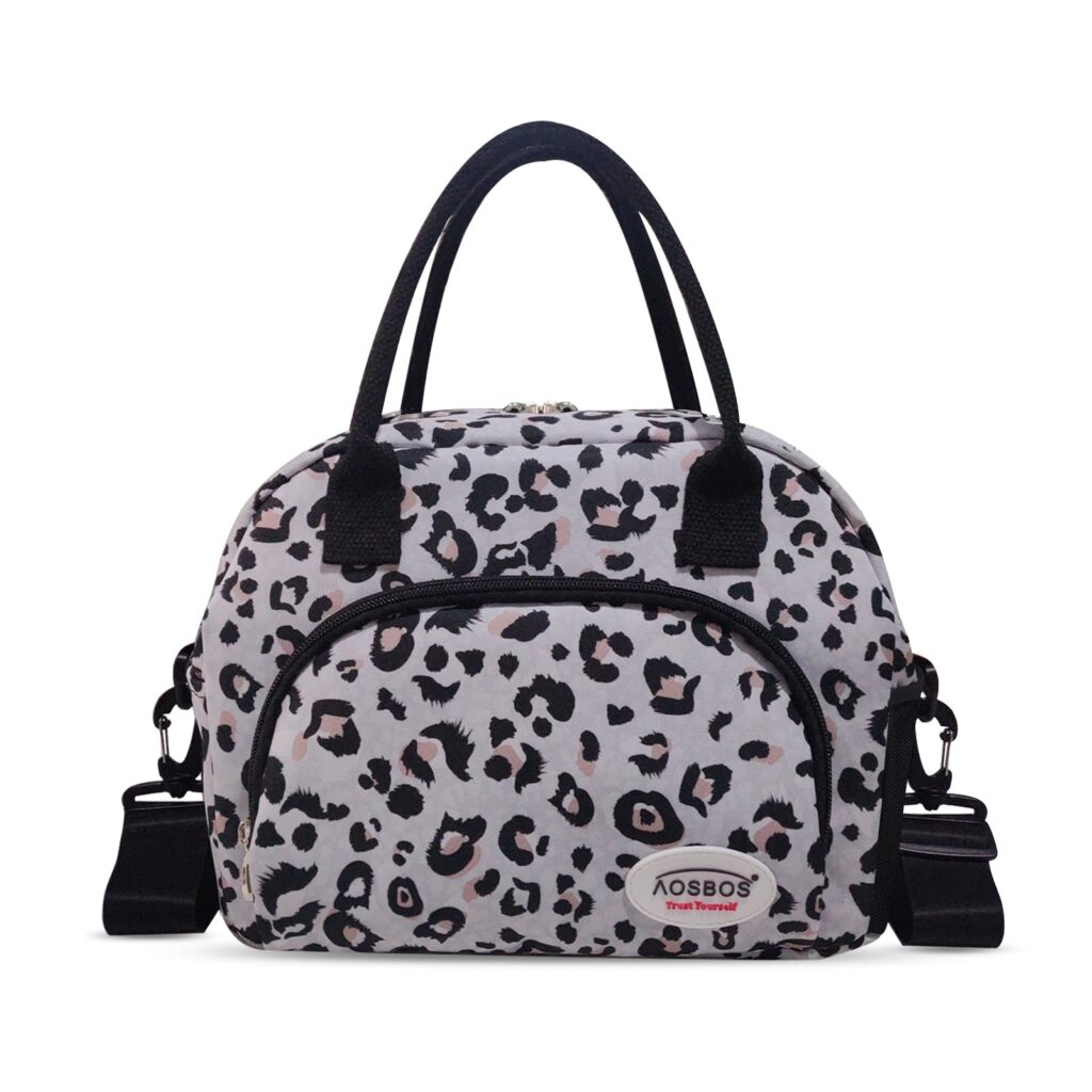 Sac isotherme repas motif léopard, doublure PVC, 30 × 18 × 24 cm