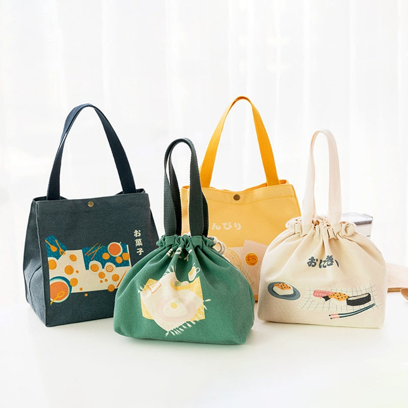 Sac à lunch en toile, deux tailles et quatre coloris