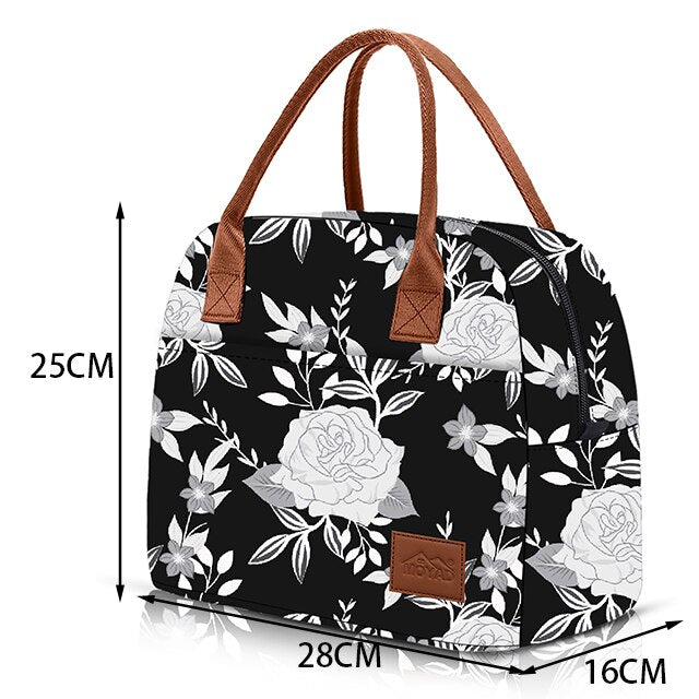 Sac à lunch fleuri Chic en nylon résistant à l'eau