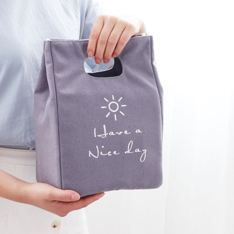 Sac repas isotherme en toile, quatre coloris, 21,5 × 12 × 28 cm