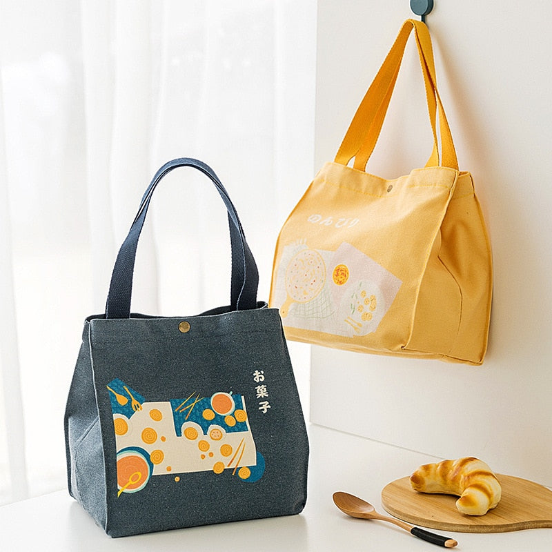 Sac à lunch en toile, deux tailles et quatre coloris