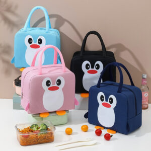 Sac isotherme repas Pingouin, poche avant, doublure amovible