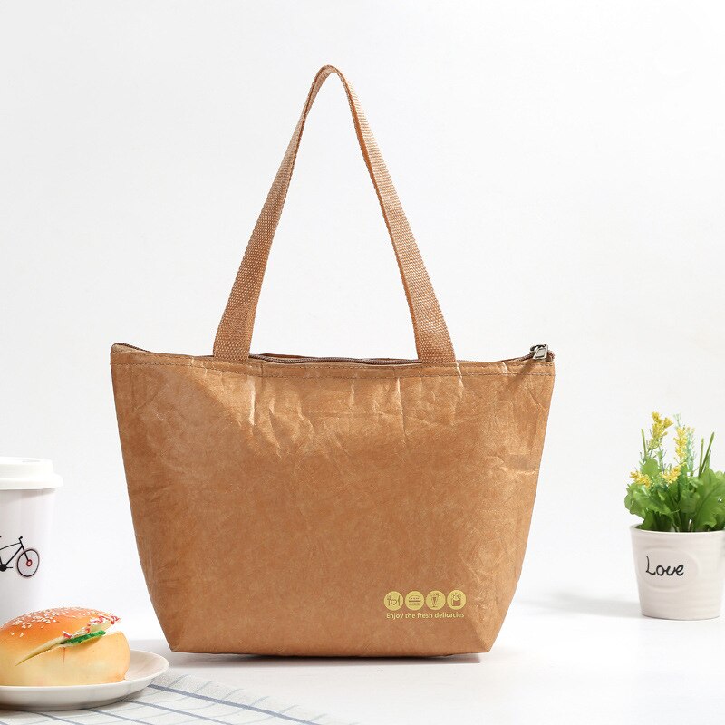 Sac repas isotherme au style papier kraft, quatre modèles