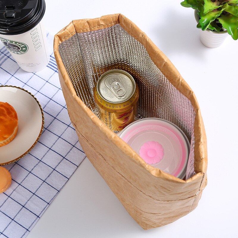 Sac repas isotherme au style papier kraft, quatre modèles