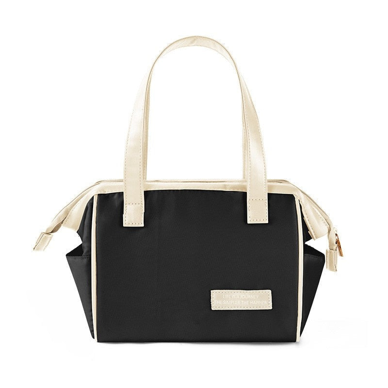 Sac isotherme lunch pour femme au style classe, noir ou kaki