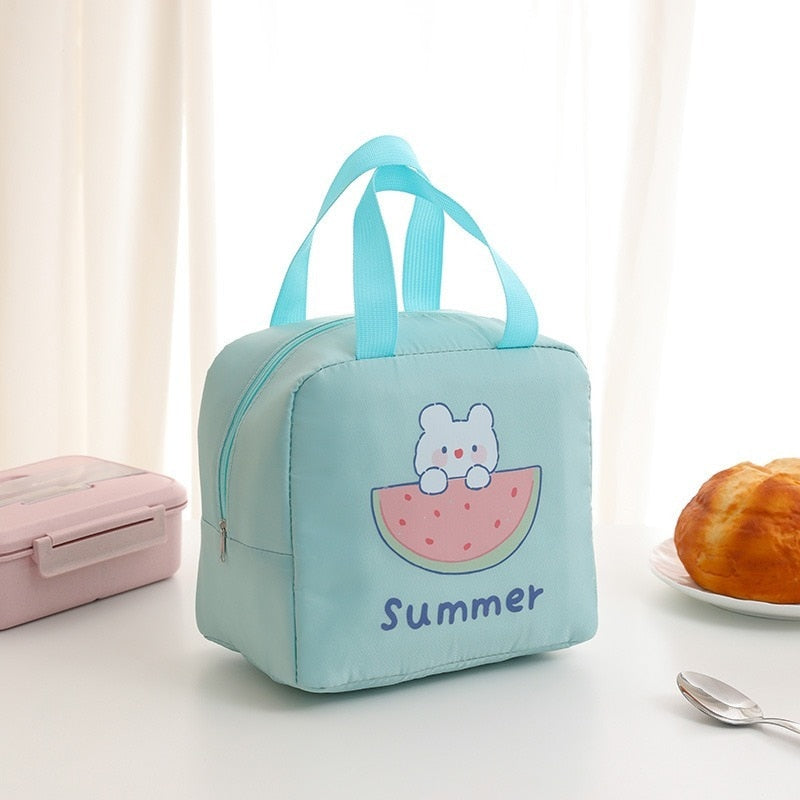 Sac à repas isotherme cartoon en nylon, quatre coloris
