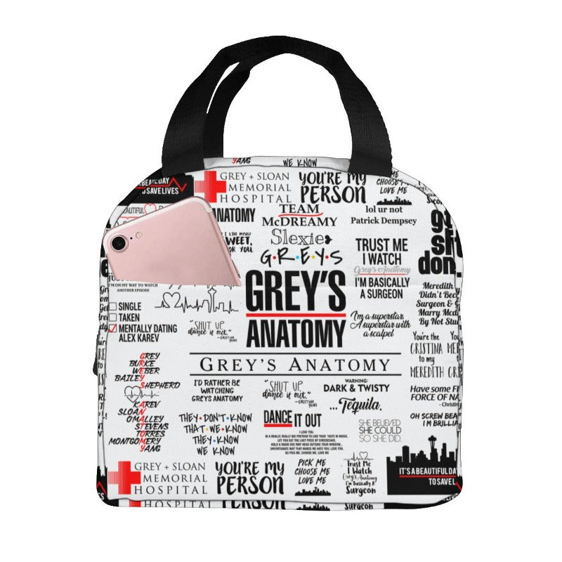 Sac isotherme repas motif blouse médicale, tissu résistant à l'eau