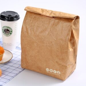 Sac repas isotherme au style papier kraft, quatre modèles