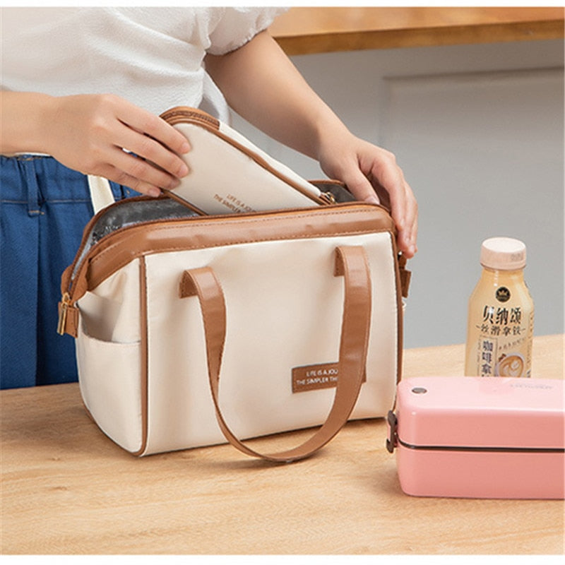 Sac isotherme lunch pour femme au style classe, noir ou kaki