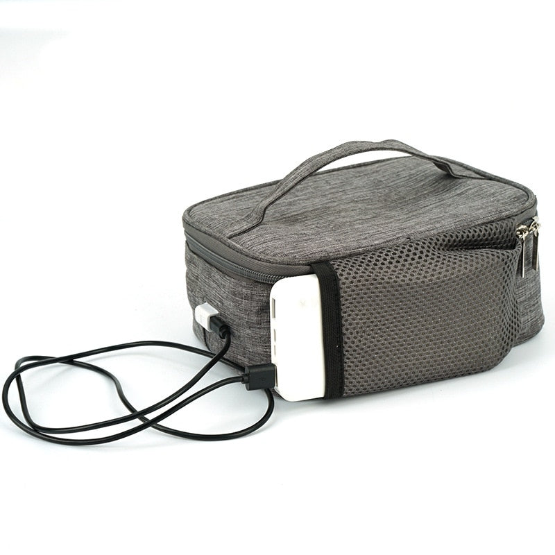 Sac isotherme repas noir avec port USB, doublure PVC