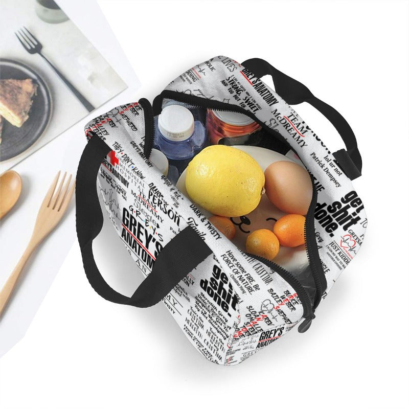 Sac isotherme repas motif blouse médicale, tissu résistant à l'eau