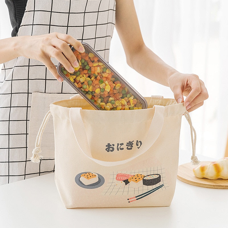 Sac à lunch en toile, deux tailles et quatre coloris