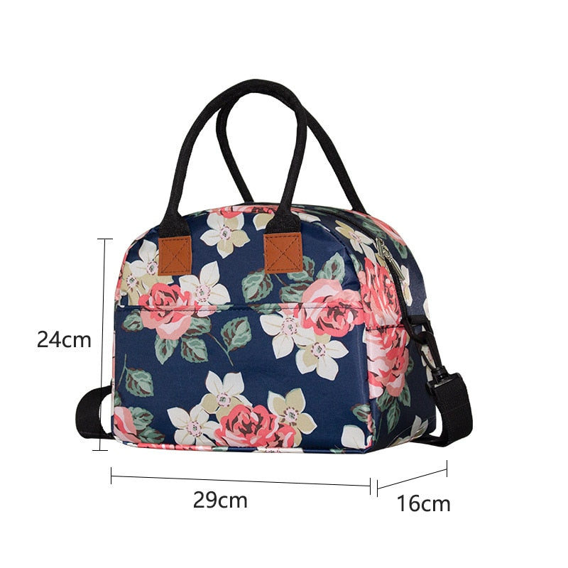 Sac à lunch fleuri, dix styles, doublure intérieure amovible