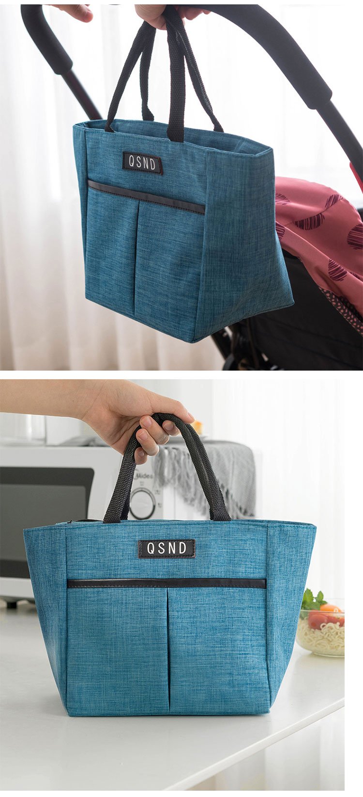 Sac à main isotherme élégant en coton perlé, 4 coloris