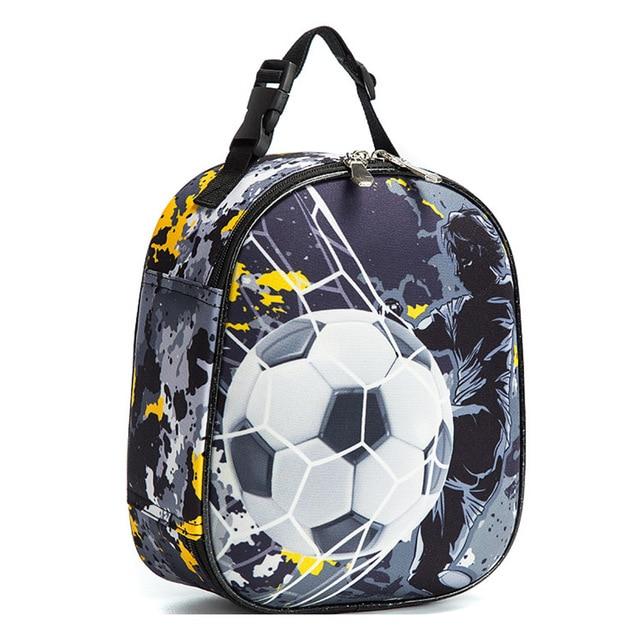 Sac isotherme enfant motif football, poignée à fixer au sac à dos