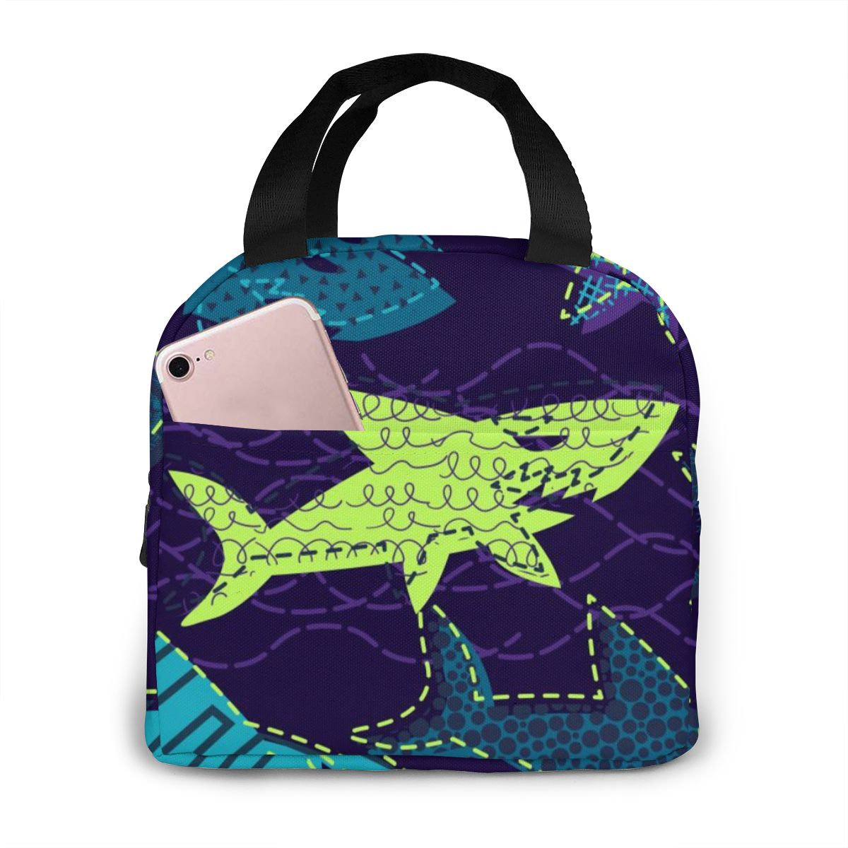 Sac isotherme repas bébé, motif requin, nylon et doublure