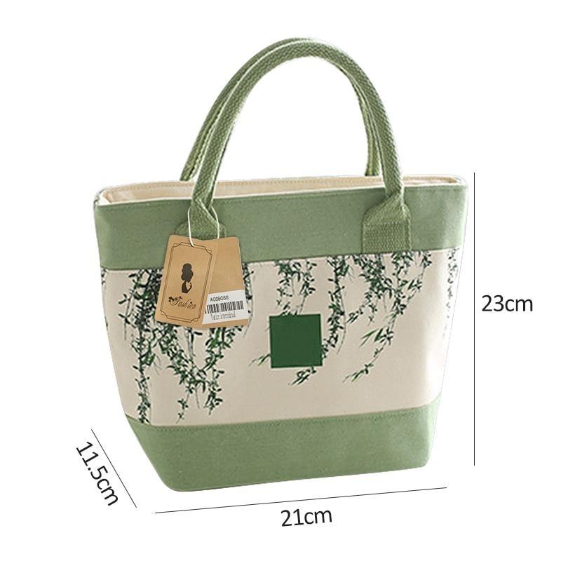 Sac isotherme femme repas en toile à motifs verdoyants