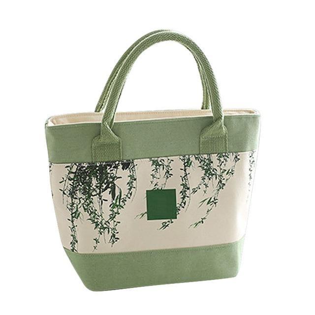 Sac isotherme femme repas en toile à motifs verdoyants