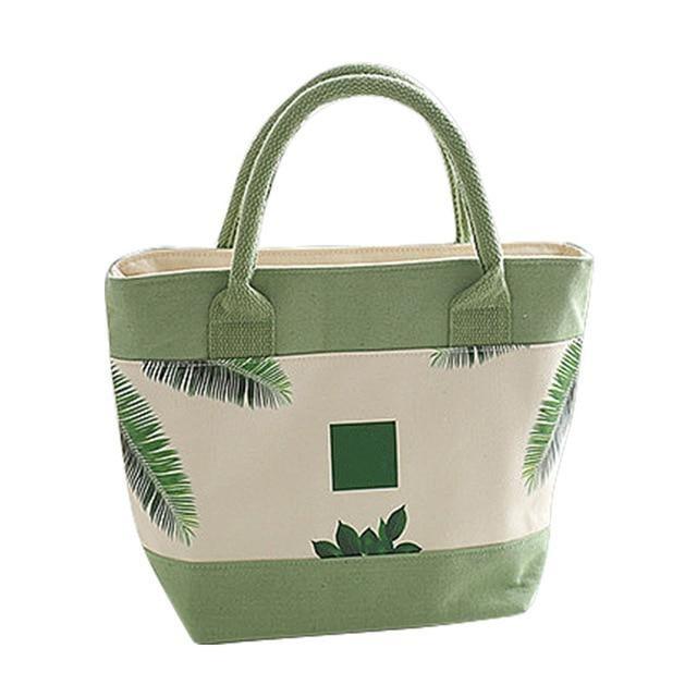 Sac isotherme femme repas en toile à motifs verdoyants
